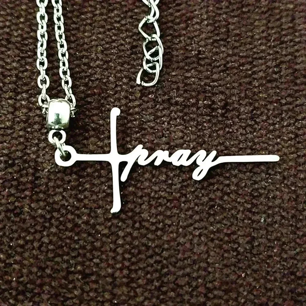 Pray God Jesus Cross Stainless Steel Necklace